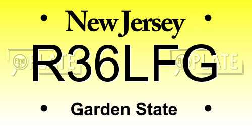 R36LFG New Jersey License Plate