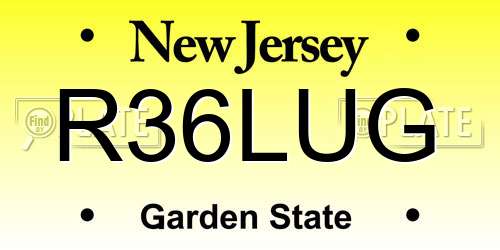 R36LUG New Jersey License Plate