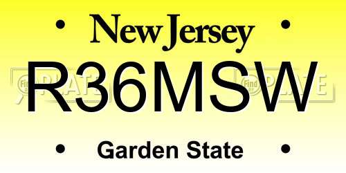 R36MSW New Jersey License Plate