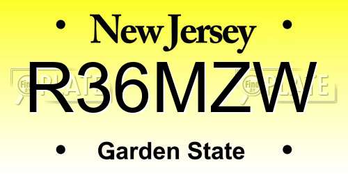 R36MZW New Jersey License Plate