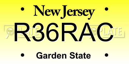 R36RAC New Jersey License Plate
