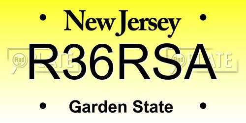R36RSA New Jersey License Plate