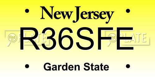 R36SFE New Jersey License Plate
