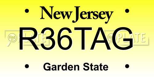 R36TAG New Jersey License Plate