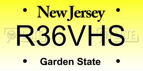 R36VHS New Jersey License Plate