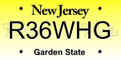 R36WHG New Jersey License Plate
