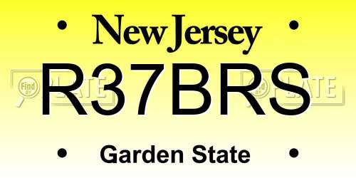 R37BRS New Jersey License Plate