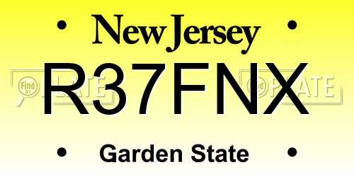 R37FNX New Jersey License Plate