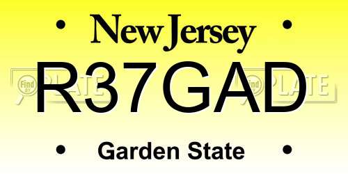 R37GAD New Jersey License Plate