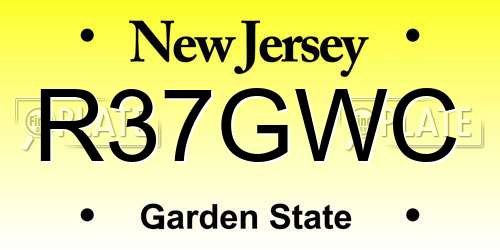 R37GWC New Jersey License Plate