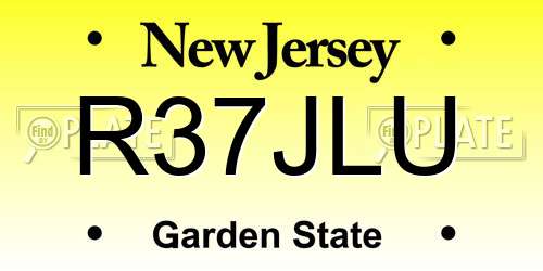 R37JLU New Jersey License Plate