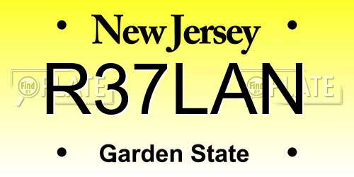 R37LAN New Jersey License Plate