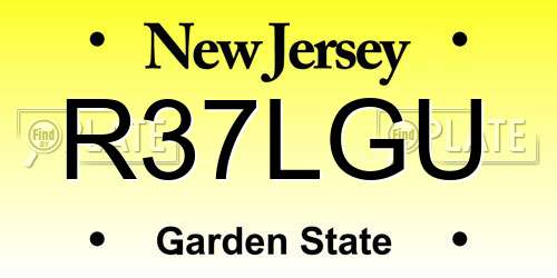 R37LGU New Jersey License Plate