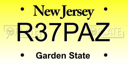 R37PAZ New Jersey License Plate
