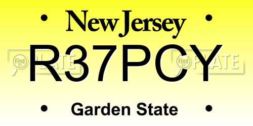 R37PCY New Jersey License Plate