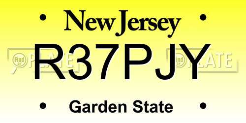 R37PJY New Jersey License Plate