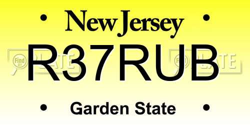 R37RUB New Jersey License Plate