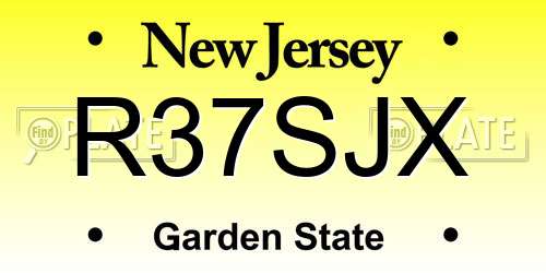 R37SJX New Jersey License Plate