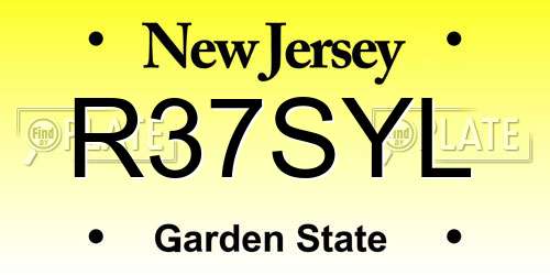 R37SYL New Jersey License Plate