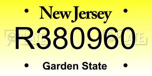 R380960 New Jersey License Plate