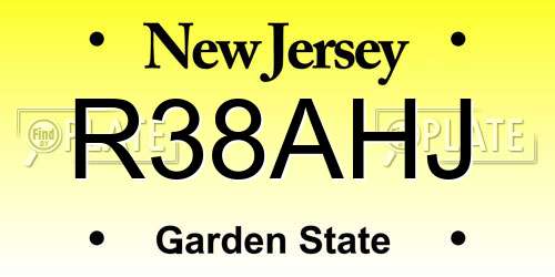 R38AHJ New Jersey License Plate