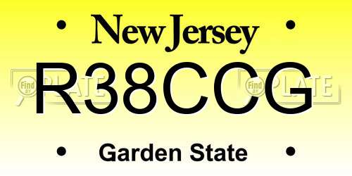 R38CCG New Jersey License Plate