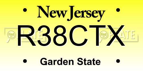R38CTX New Jersey License Plate