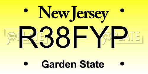 R38FYP New Jersey License Plate