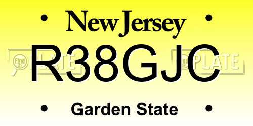 R38GJC New Jersey License Plate
