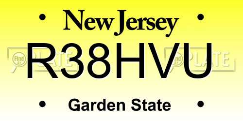 R38HVU New Jersey License Plate