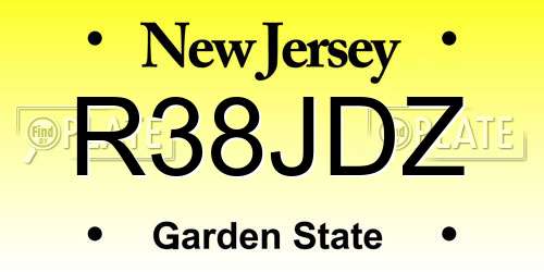 R38JDZ New Jersey License Plate