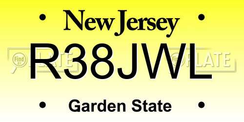 R38JWL New Jersey License Plate