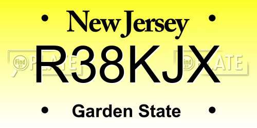 R38KJX New Jersey License Plate