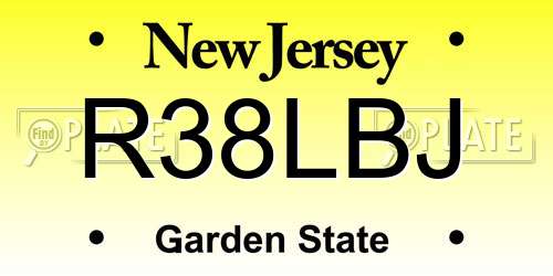 R38LBJ New Jersey License Plate