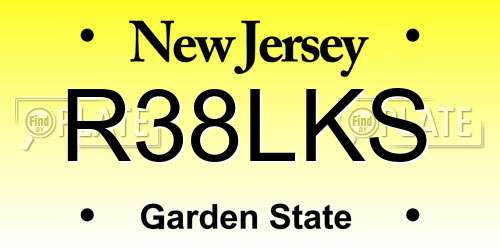 R38LKS New Jersey License Plate
