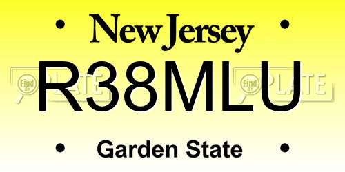 R38MLU New Jersey License Plate