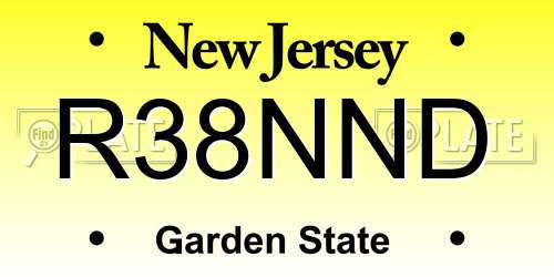 R38NND New Jersey License Plate