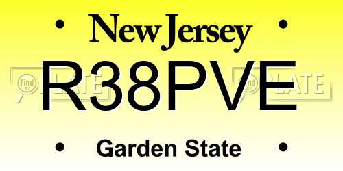 R38PVE New Jersey License Plate