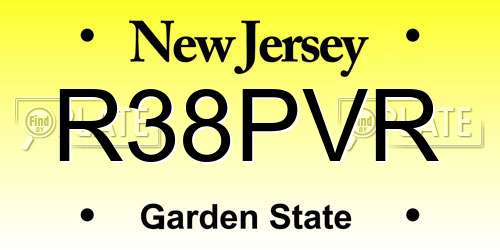 R38PVR New Jersey License Plate