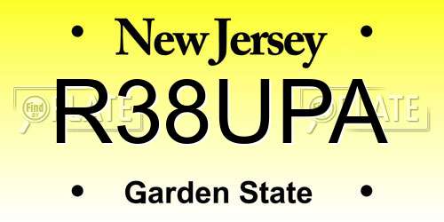 R38UPA New Jersey License Plate