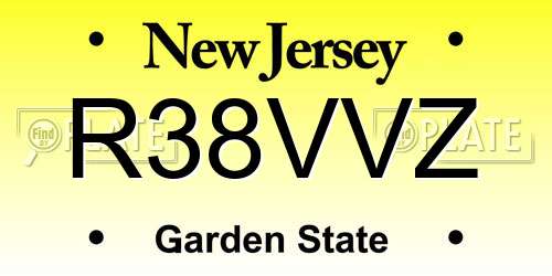 R38VVZ New Jersey License Plate