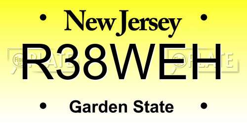 R38WEH New Jersey License Plate