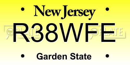 R38WFE New Jersey License Plate