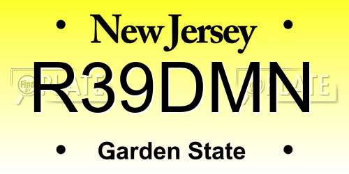R39DMN New Jersey License Plate