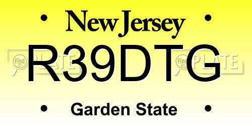 R39DTG New Jersey License Plate