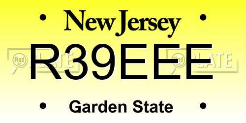 R39EEE New Jersey License Plate