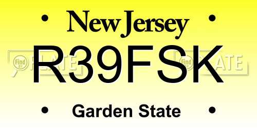 R39FSK New Jersey License Plate