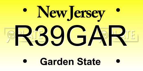 R39GAR New Jersey License Plate