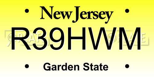 R39HWM New Jersey License Plate