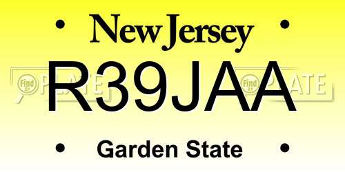 R39JAA New Jersey License Plate